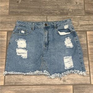 Forever 21 Plus Distressed Denim Skirt
